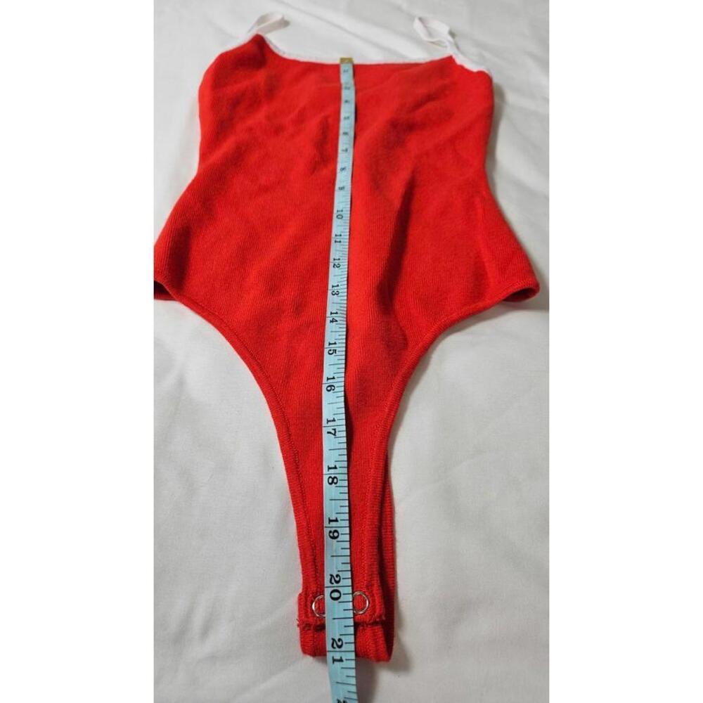 Forever 21 Women's Red‎ Bodysuit  with White Straps and Piping Size XS - Picture 6 of 6